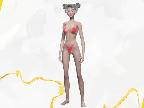 Asi&aacute;tica Eleg&acirc;ncia Menina Mulher Japonesa Coreana Chinesa Modelo 3D