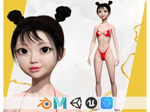 Asian Girl Woman Japanese Korean Chinese 3D Model