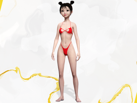 Asian Girl Woman Japanese Korean Chinese Modello 3D