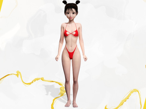Asian Girl Woman Japanese Korean Chinese Modello 3D