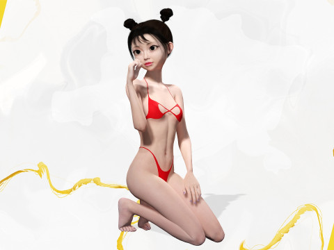 Asian Girl Woman Japanese Korean Chinese Modello 3D