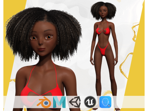 Afro American Female Character African 3D Model