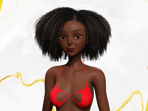 Afro American Female Character African 3D Model