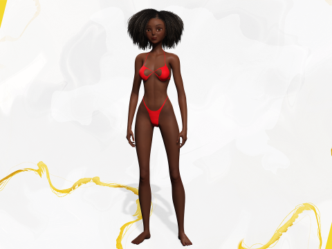 Afro American Female Character African 3D Model