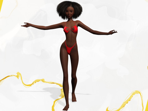 Afro American Female Character African 3D Model