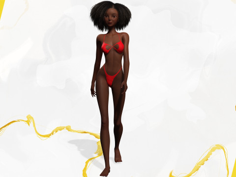 Afro American Female Character African 3D Model
