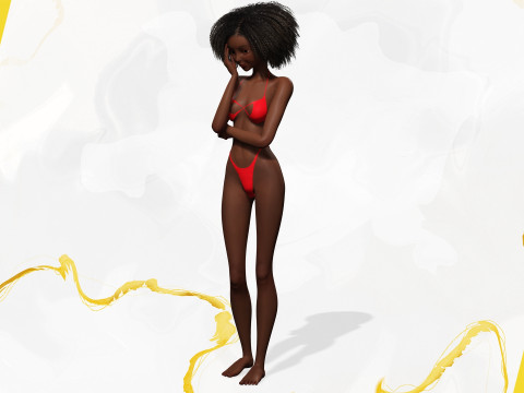 Afro American Female Character African 3D Model