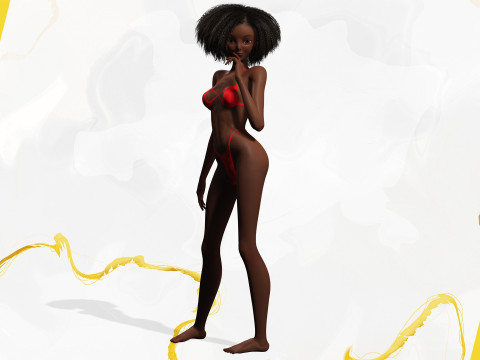 Afro American Female Character African 3D Model