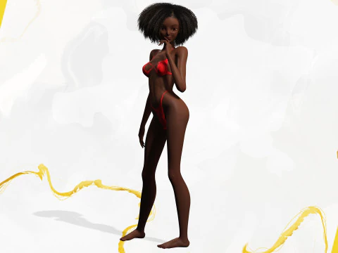 Afro American Female Character African 3D Model