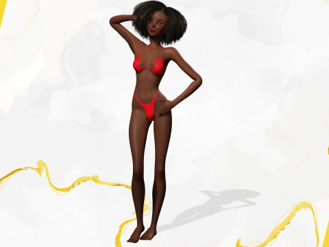 Afro American Female Character African 3D Model