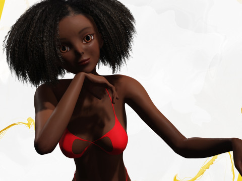 Afro American Female Character African 3D Model