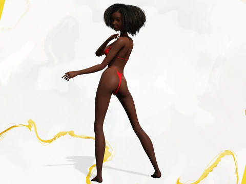 Afro American Female Character African 3D Model