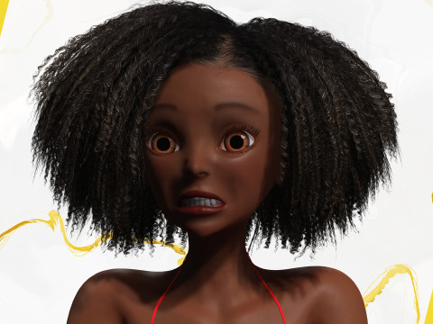 Afro American Female Character African 3D Model