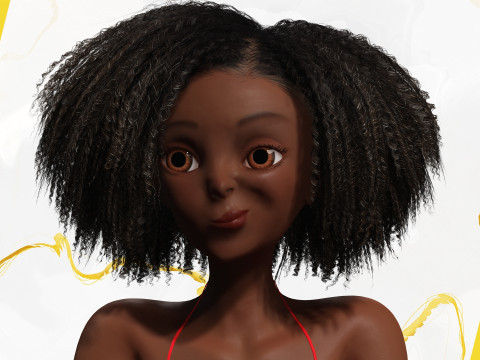 Afro American Female Character African 3D Model