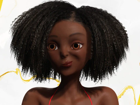 Afro American Female Character African 3D Model