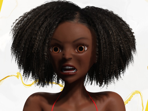 Afro American Female Character African 3D Model