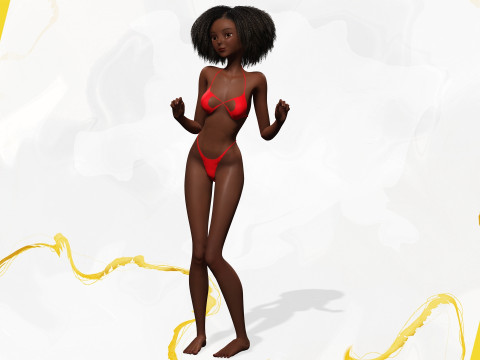 Afro American Female Character African 3D Model