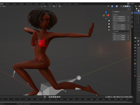 Afro American Female Character African 3D Model