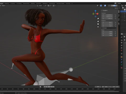 Afro American Female Character African 3D Model