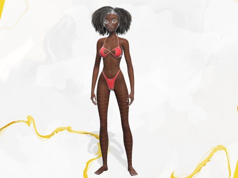 Afro American Female Character African 3D Model