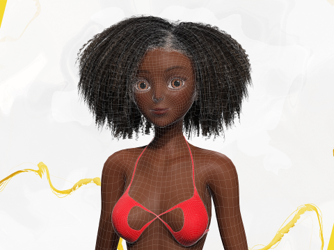 Afro American Female Character African 3D Model