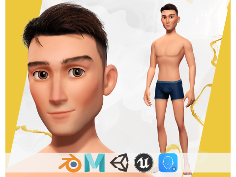Base Mesh Body Character of Man Modello 3D
