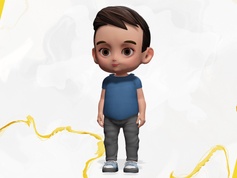 Cute Stylized Toon 3D Boy Cartoon Child Rigged Model 3D 模型