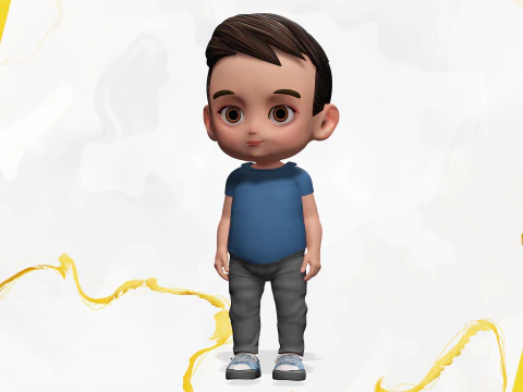 Cute Stylized Toon 3D Boy Cartoon Child Rigged Model 3D Model