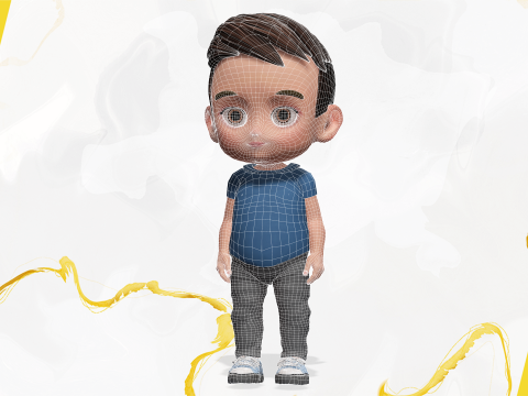 Cute Stylized Toon 3D Boy Cartoon Child Rigged Model 3D 模型
