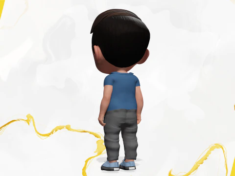 Cute Stylized Toon 3D Boy Cartoon Child Rigged Model 3D Model