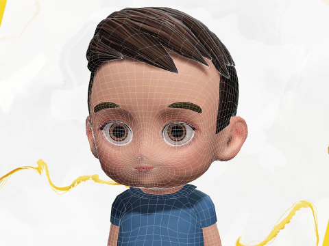 Cute Stylized Toon 3D Boy Cartoon Child Rigged Model 3D Model