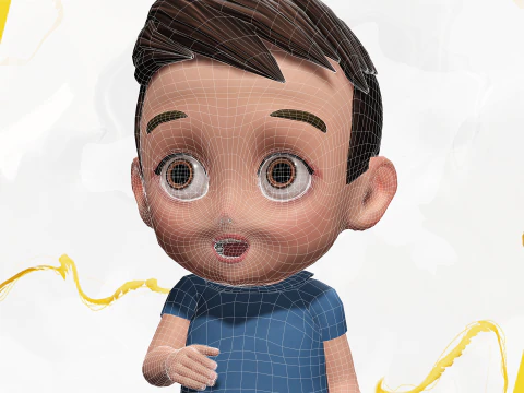 Cute Stylized Toon 3D Boy Cartoon Child Rigged Model 3D Model