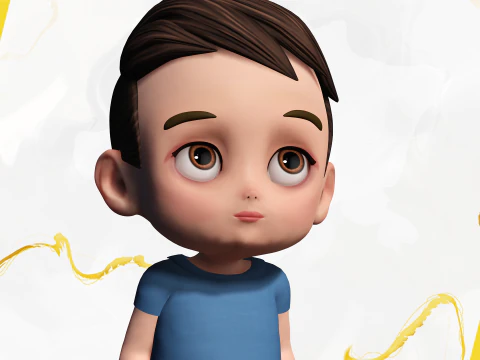 Cute Stylized Toon 3D Boy Cartoon Child Rigged Model 3D Model