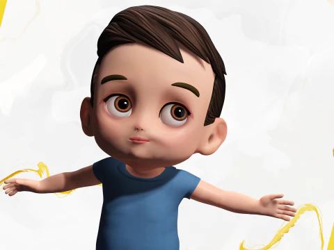 Cute Stylized Toon 3D Boy Cartoon Child Rigged Model 3D Model