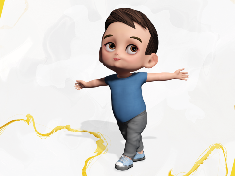 Cute Stylized Toon 3D Boy Cartoon Child Rigged Model 3D 模型