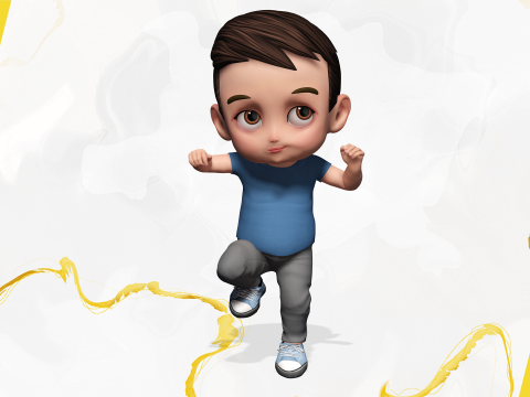 Cute Stylized Toon 3D Boy Cartoon Child Rigged Model 3D 模型