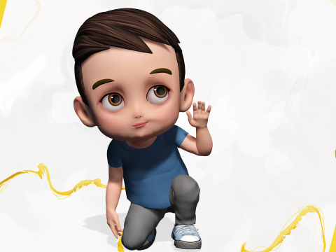 Cute Stylized Toon 3D Boy Cartoon Child Rigged Model 3D 模型