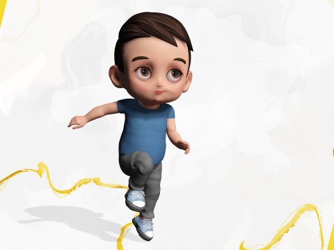 Cute Stylized Toon 3D Boy Cartoon Child Rigged Model 3D 模型