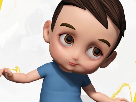 Cute Stylized Toon 3D Boy Cartoon Child Rigged Model 3D Model