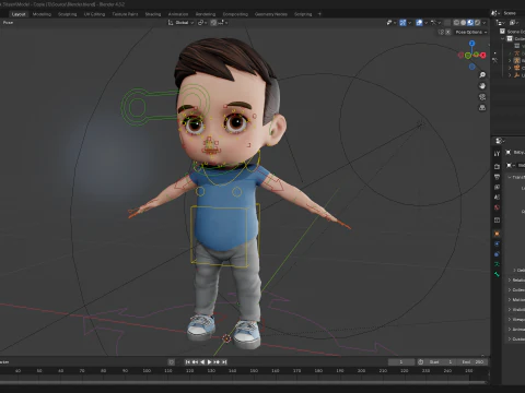 Cute Stylized Toon 3D Boy Cartoon Child Rigged Model 3D Model