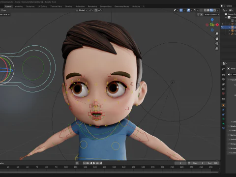 Cute Stylized Toon 3D Boy Cartoon Child Rigged Model 3D Model