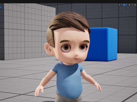Cute Stylized Toon 3D Boy Cartoon Child Rigged Model 3D 模型