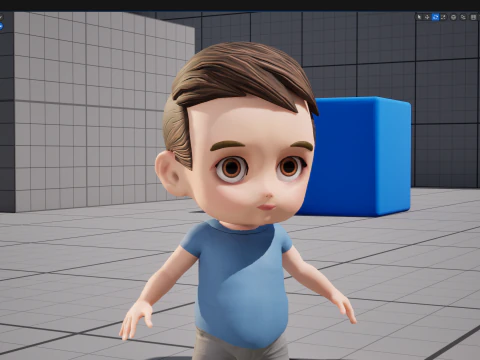 Cute Stylized Toon 3D Boy Cartoon Child Rigged Model 3D Model