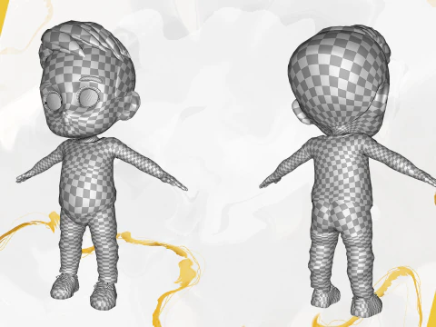 Cute Stylized Toon 3D Boy Cartoon Child Rigged Model 3D Model