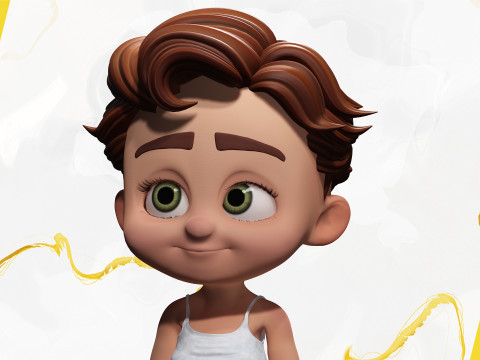 Adorable Cartoon Baby Rigged Boy Model Stylized Toon Modello 3D