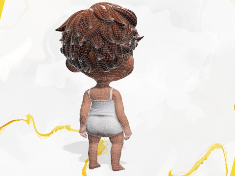 Adorable Cartoon Baby Rigged Boy Model Stylized Toon Modello 3D