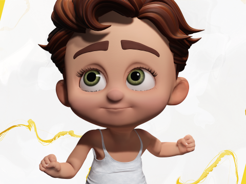 Adorable Cartoon Baby Rigged Boy Model Stylized Toon Modello 3D