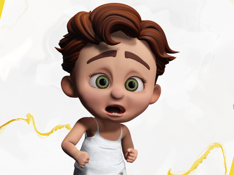 Adorable Cartoon Baby Rigged Boy Model Stylized Toon Modello 3D