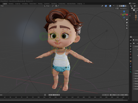 Adorable Cartoon Baby Rigged Boy Model Stylized Toon Modello 3D
