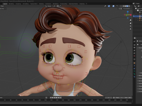 Adorable Cartoon Baby Rigged Boy Model Stylized Toon Modello 3D
